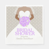Serviette En Papier Douche nuptiale blanc mariage robe violet roses (Devant)