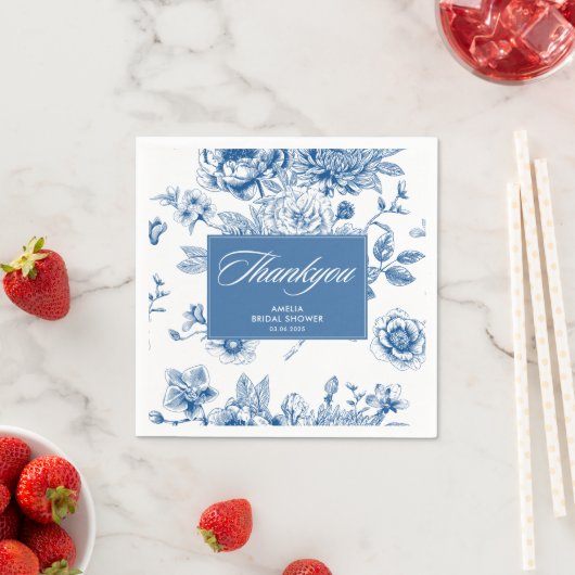 Serviette En Papier Douche nuptiale bleue (En situation)