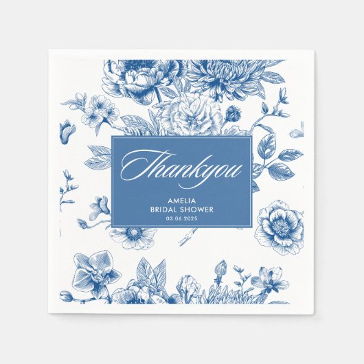 Serviette En Papier Douche nuptiale bleue (Devant)