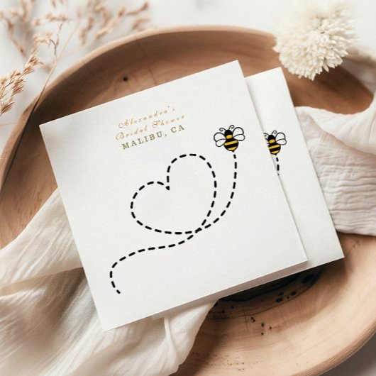 Serviette En Papier Douche nuptiale du coeur d'abeille mignonne