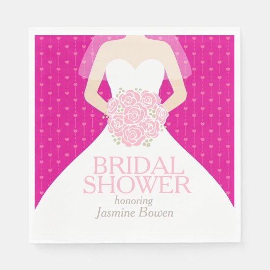 Serviette En Papier Douche nuptiale mariage nuances de serviettes rose (Devant)