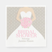 Serviette En Papier Douche nuptiale mariage robe rose gris serviettes (Devant)