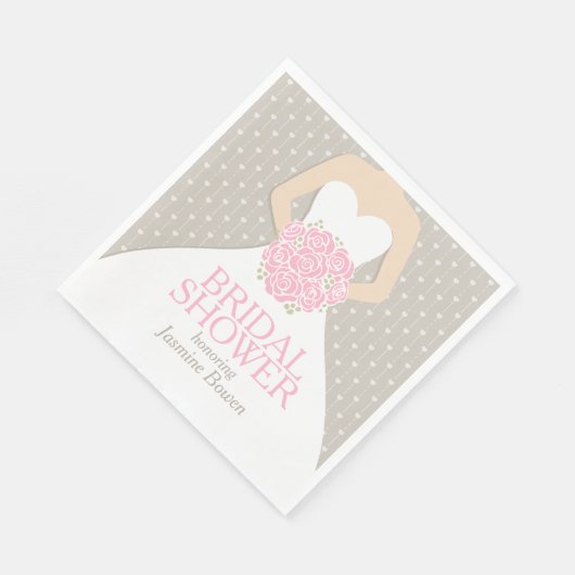 Serviette En Papier Douche nuptiale mariage robe rose gris serviettes (Coin)