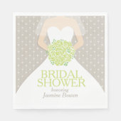 Serviette En Papier Douche nuptiale mariage robe verte rose serviettes (Devant)