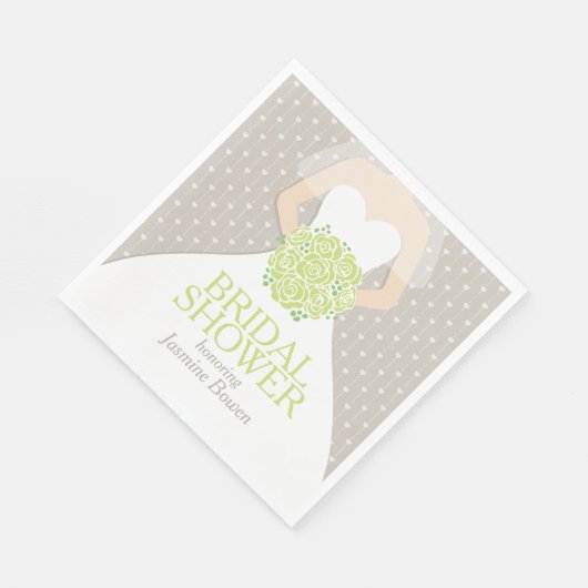 Serviette En Papier Douche nuptiale mariage robe verte rose serviettes (Coin)