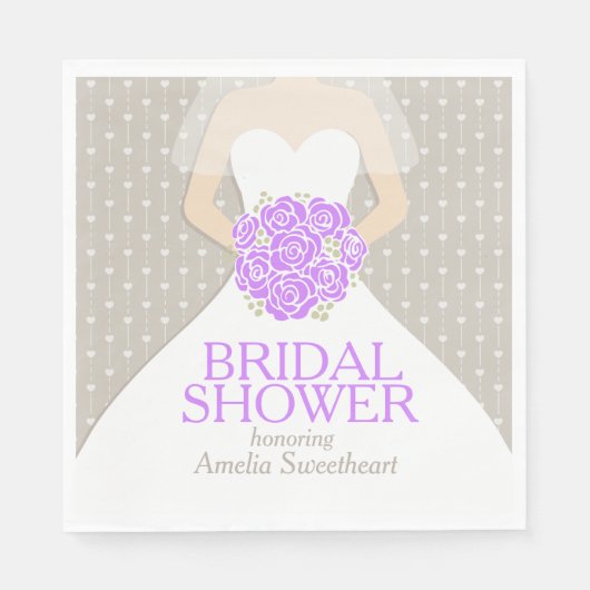 Serviette En Papier Douche nuptiale mariage robe violet gris serviette (Devant)