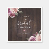 Serviette En Papier Douche nuptiale mauve fleurie (Devant)