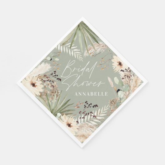 Serviette En Papier Douche nuptiale merci pampas moderne herbe feuilla (Coin)