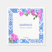 Serviette En Papier Douche nuptiale pour Carreaux bleus Bougainvillea (Devant)