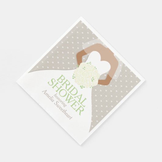 Serviette En Papier Douche nuptiale robe blanche mariage roses blanche (Coin)