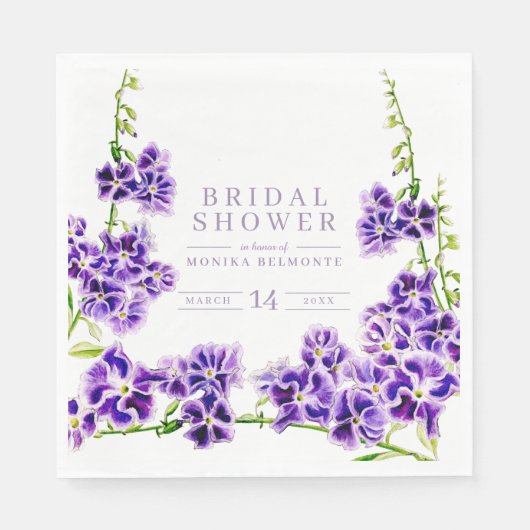 Serviette En Papier Douche nuptiale violette duranta (Devant)