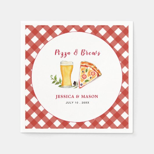 Serviette En Papier Douche Pizza et Bière Couples Décontracté (Devant)