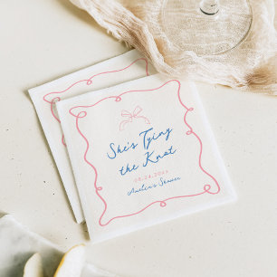 Serviette En Papier Douche Rose et Bleue Dessinée à la Main de Manière
