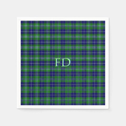 Serviette En Papier Douglas Tartan officiel avec monogramme / initiale (Devant)