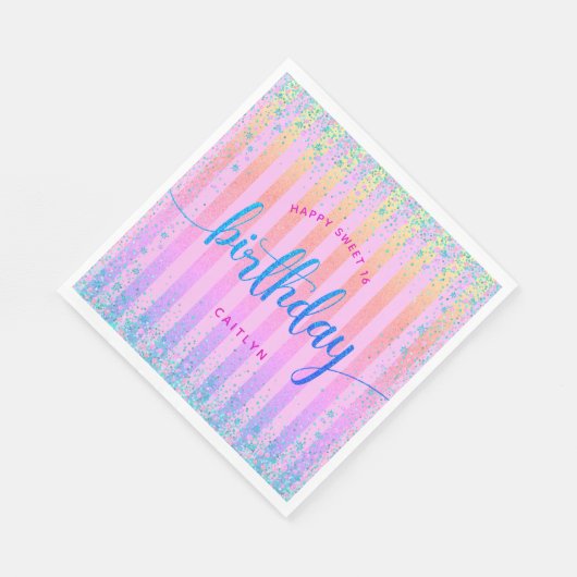 Serviette En Papier Doux 16 ans arc-en-ciel ombre parties scintillant (Coin)