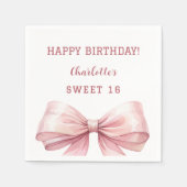 Serviette En Papier Doux 16 arc rose blanc (Devant)