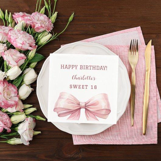 Serviette En Papier Doux 16 arc rose blanc
