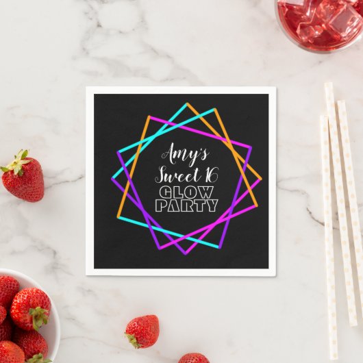 Serviette En Papier Doux 16 Neon Lumineuse Dans Les Bars Sombres Anniv (En situation)
