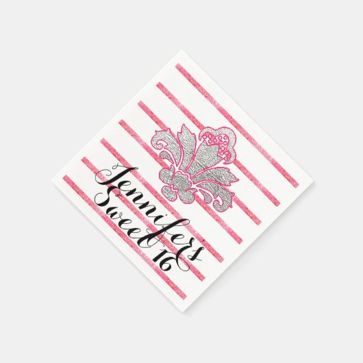 Serviette En Papier Doux 16 Partie Fx Argent Damas Papier rose serviet (Coin)