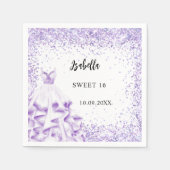 Serviette En Papier Doux 16 robe violette blanche (Devant)