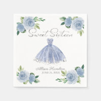 Doux 16 serviettes Argent Dusty Blue Gown Floral