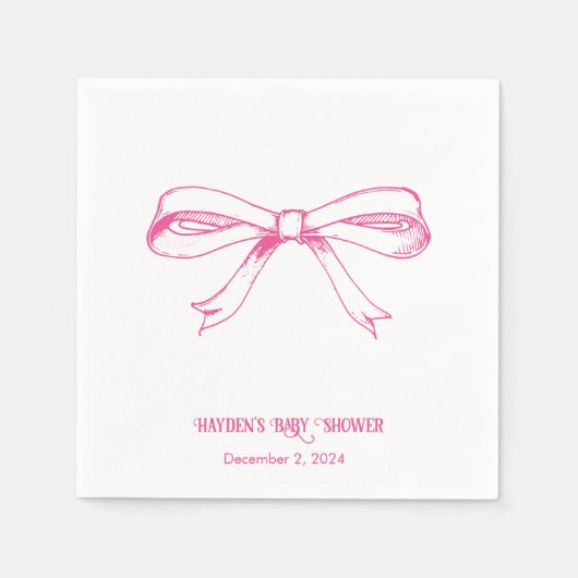 Serviette En Papier Doux Coquette Rose Bow Personnalisé Napkin (Devant)