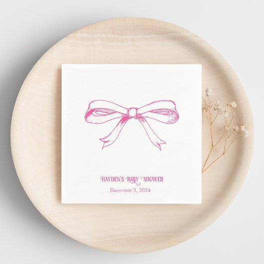 Serviette En Papier Doux Coquette Rose Bow Personnalisé Napkin