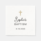 Serviette En Papier Doux et simple | Baptême Gold Cross (Devant)
