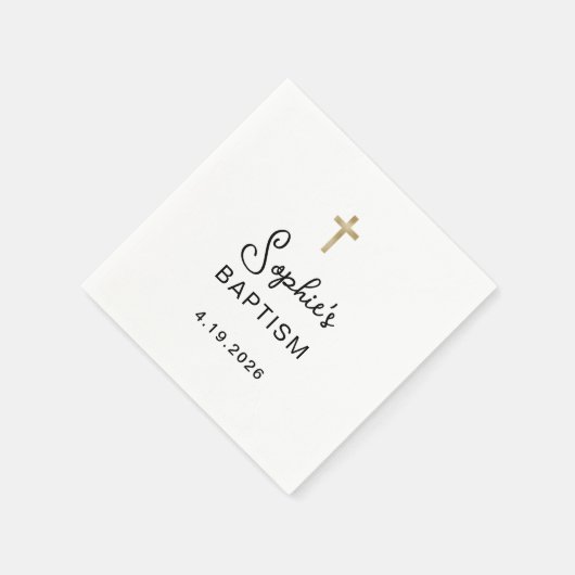 Serviette En Papier Doux et simple | Baptême Gold Cross (Coin)