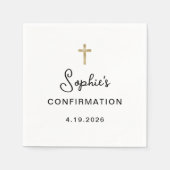 Serviette En Papier Doux et simple | Confirmation Gold Cross (Devant)
