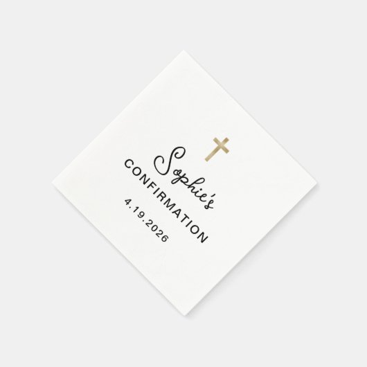 Serviette En Papier Doux et simple | Confirmation Gold Cross (Coin)