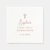 Serviette En Papier Doux et simple | Rose Gold Première Communion sain (Devant)