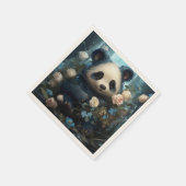 Serviette En Papier Doux Ours De Panda Chez Les Roses De La Jungle (Coin)
