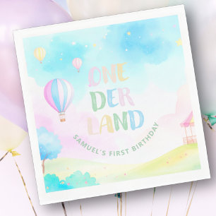 Serviette En Papier Doux pastel onederland aquarelle 1er anniversaire