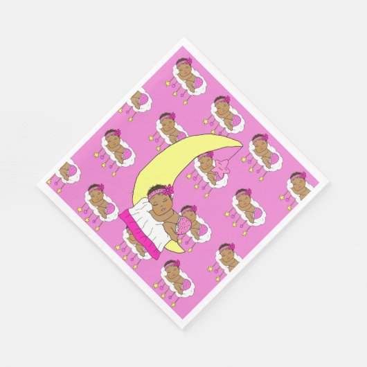 Serviette En Papier Doux petit bébé ethnique dormant sur la lune (Coin)