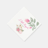 Serviette En Papier Doux Petit Citrouille Blush Rose Or Blanc Floral (Coin)