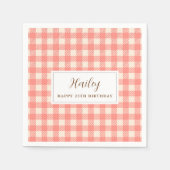 Serviette En Papier Doux rose orange en vichy papier Napkin (Devant)