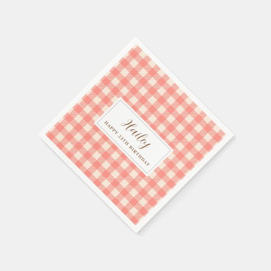 Serviette En Papier Doux rose orange en vichy papier Napkin (Coin)