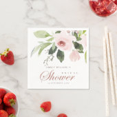 SERVIETTE EN PAPIER DOUX ROSE PÂLE FLEURI SUBTIL POUR MARIAGE (En situation)