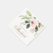 SERVIETTE EN PAPIER DOUX ROSE PÂLE FLEURI SUBTIL POUR MARIAGE (Coin)