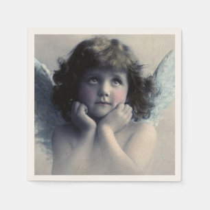 Serviette En Papier Doux Rosy Cheeked Angel Vintage dans les nuages