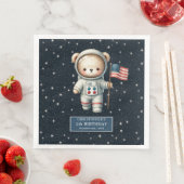 Serviette En Papier Doux Teddy Bear Astronaut Napkins Birthday Boy (En situation)
