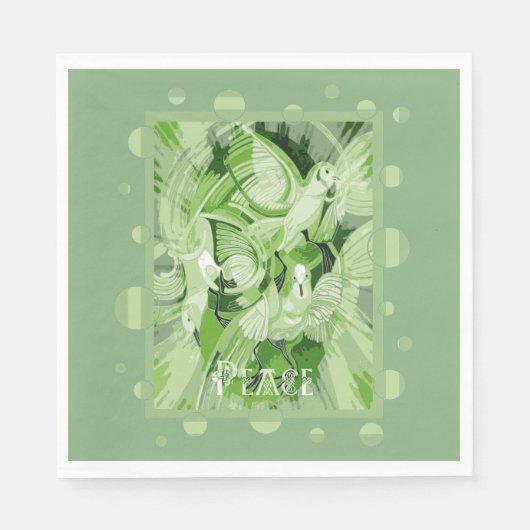 Serviette En Papier Dove Avec Texte De Paix Celtique Dans Les Tons Ver (Devant)