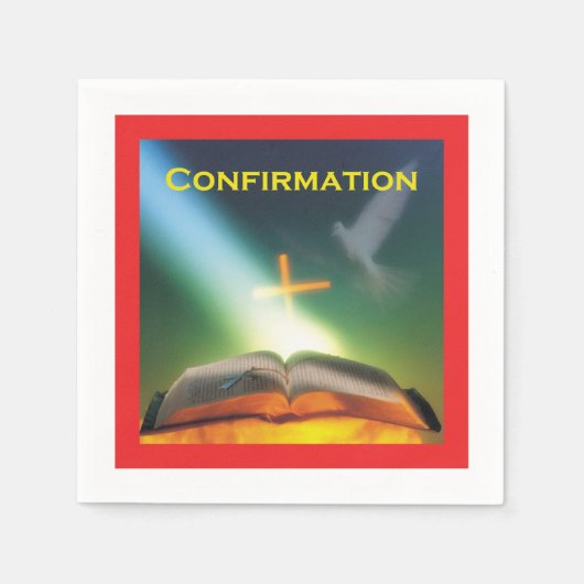 Serviette En Papier Dove de confirmation, Bible, Croix (Devant)