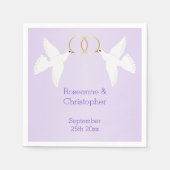 Serviette En Papier Doves Design Mariage couleur Lilac (Devant)