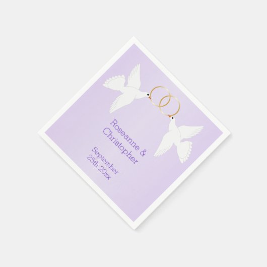 Serviette En Papier Doves Design Mariage couleur Lilac (Coin)