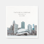 Serviette En Papier Downtown Chicago Mariage Paper Cocktail Napkin (Devant)