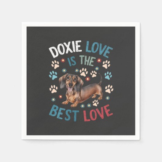 Serviette En Papier Doxie Love Est Le Meilleur Amour (Devant)
