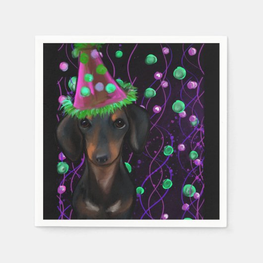 Serviette En Papier Doxie noir et marron (Devant)