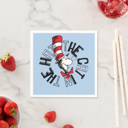 Serviette En Papier Dr Seuss | Chat dans l'art rond Casquette (En situation)